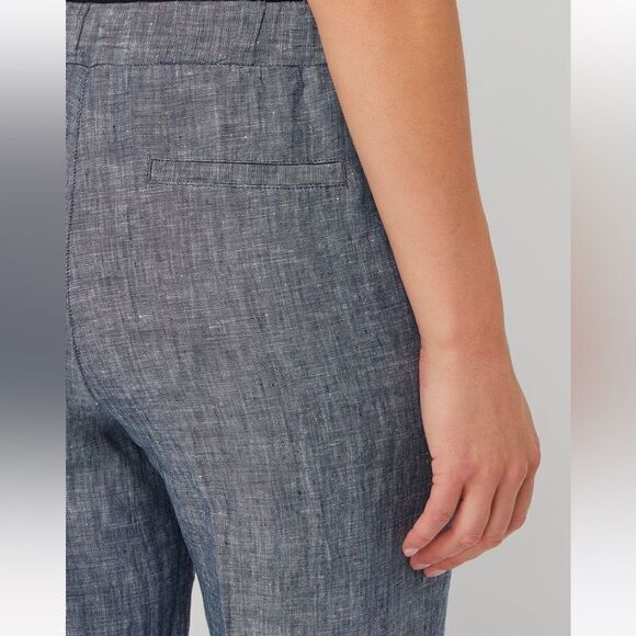 Opus Maritta Pants Women Blue Straight Wide Leg EU Size 42 Drawstring 100% Linen - Picture 3 of 15
